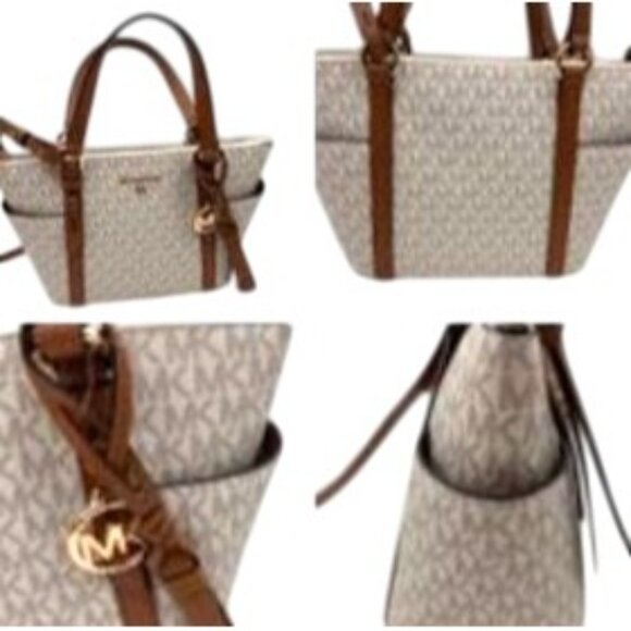 Michael Kors Sullivan Tote Bag  Vanilla Acorn Chic Convertible Style Logo Tassel - Picture 4 of 12